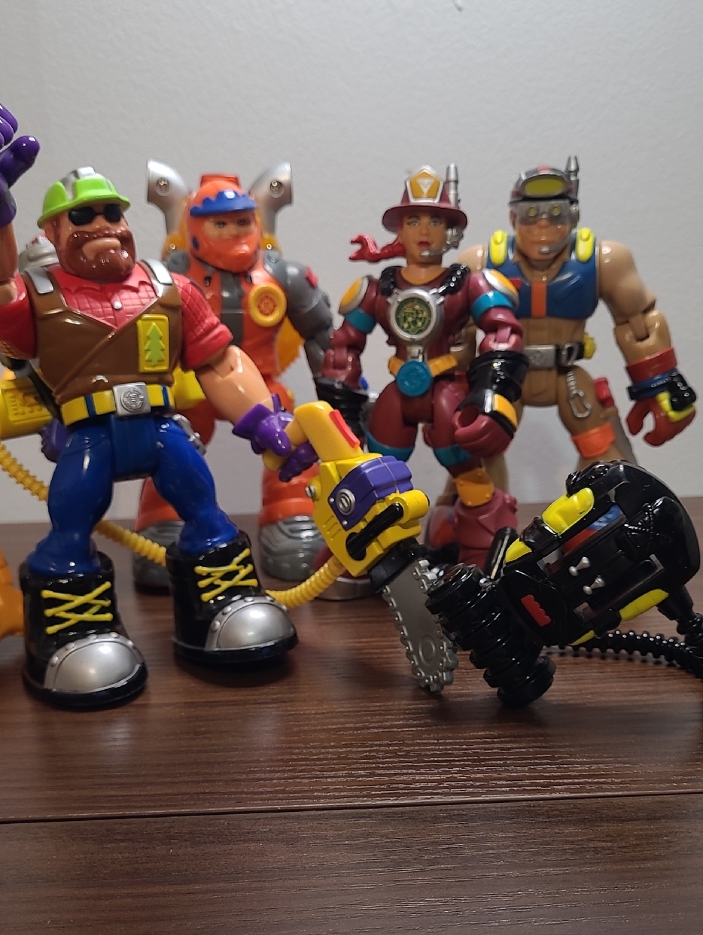 Mattel Rescue Heroes Action Figures with Yellow, Blue, Red and Green Accents